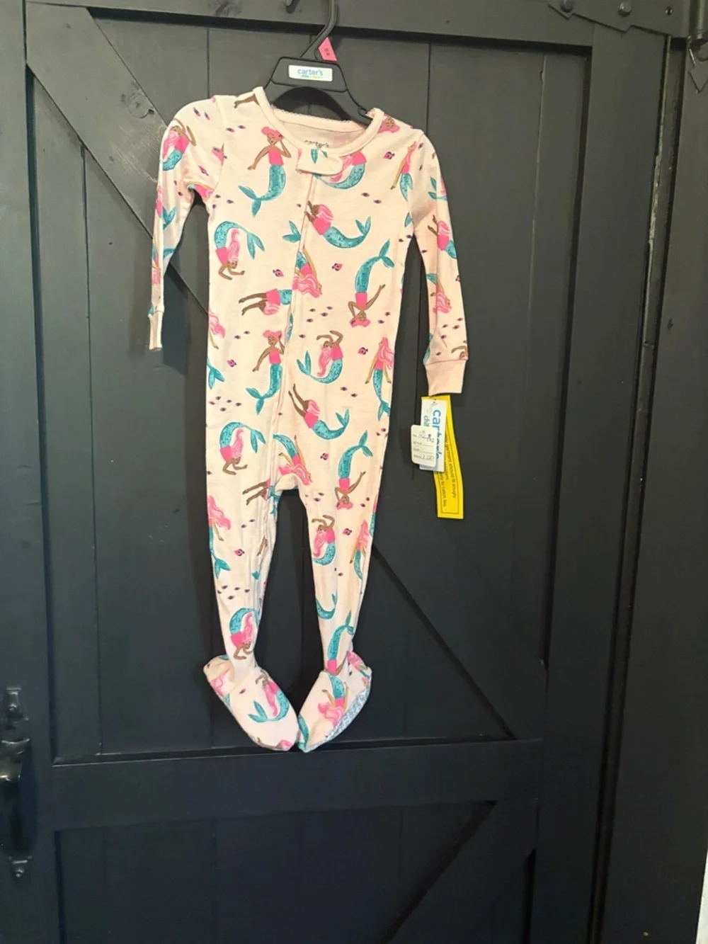 Carter's Light Pink Mermaid Print Footed One-Piece Pajamas